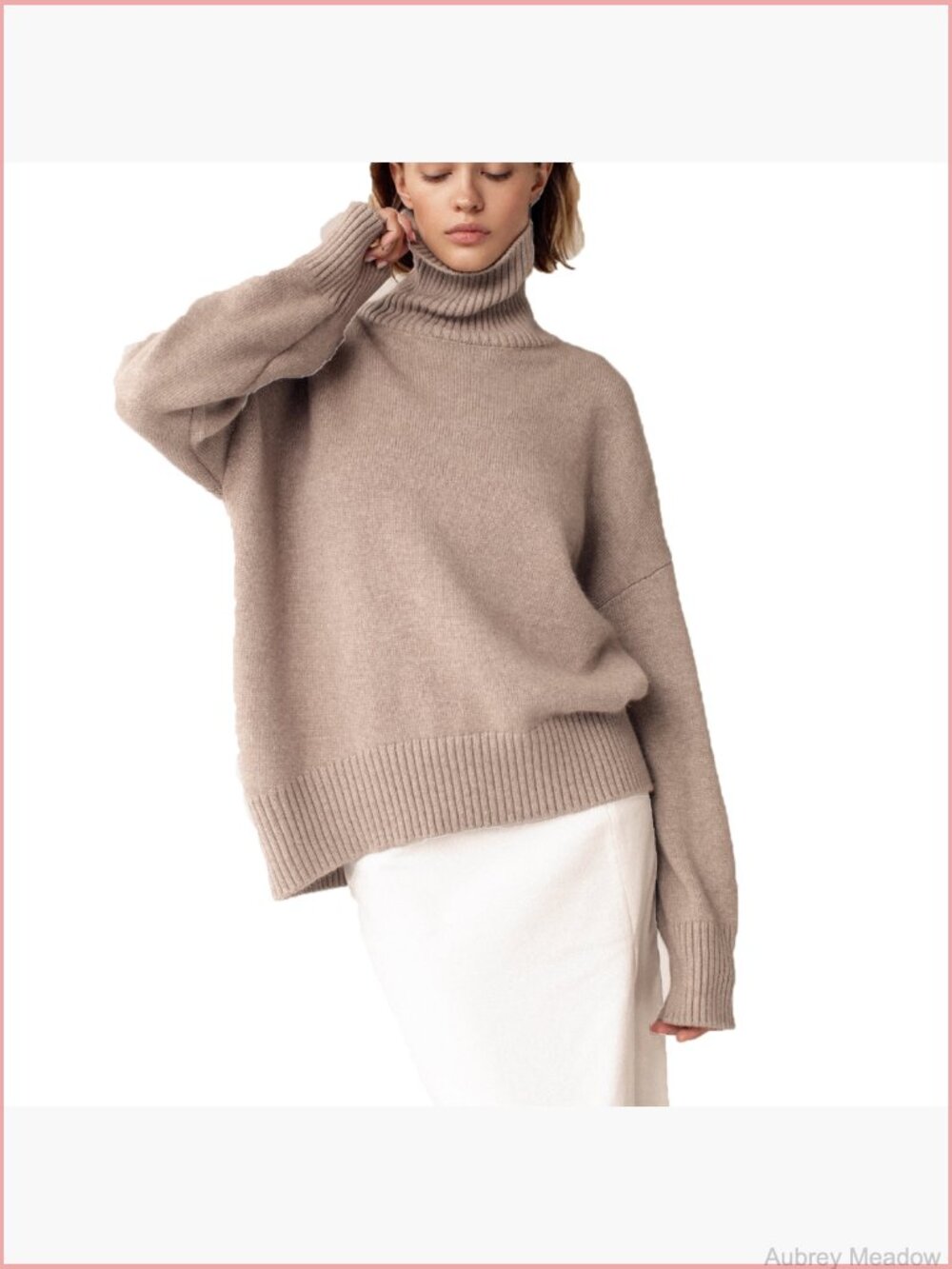 Oversized Chunky Mock Neck Turtleneck Sweater Pullover - Picture 6 of 6